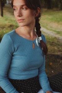 Bluzeczka Aniela dzianina bawełniana niebieski